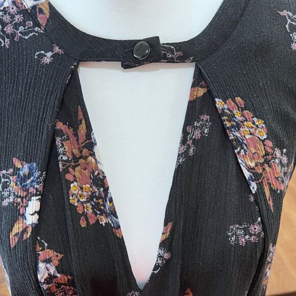 Free People Snap Out of It Floral Swing Tunic Dress L Boho TV Worn Reign Edwards - Picture 5 of 9